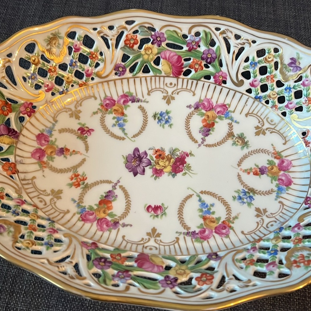 Vintage Schumann High Sided Platter / Fruit Bowl Dresden Bavaria Germany - Picture 9 of 12